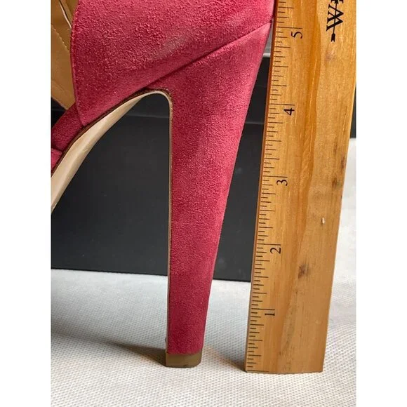 Authentic Emporio Armani Women's Dark Pink Suede Peep Toe High Heel Sz 38 - Picture 9 of 10